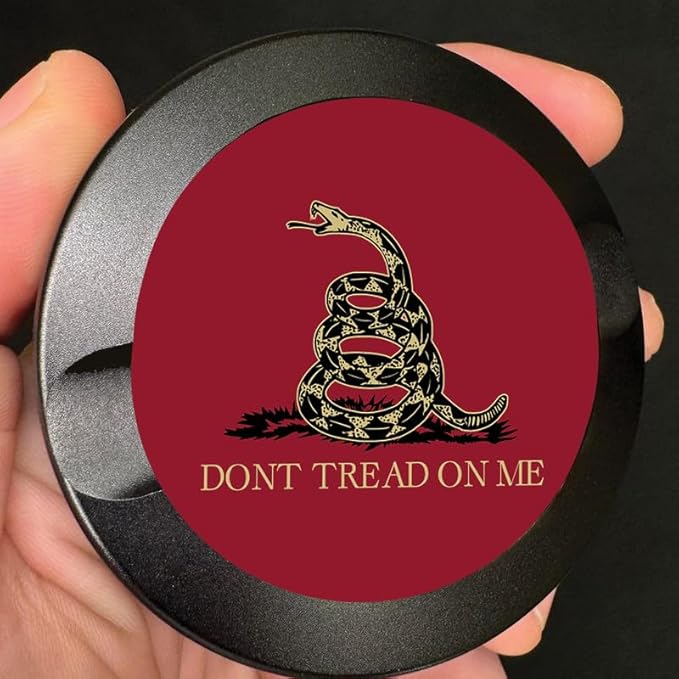 Brotherhood Metal Zyn Container | Metal Zyn Holder | Zyn Metal Can | Metal Container for Zyn Holder | Metal Zyn Pouch Cans | Don't Tread on Me Flag | Gadsden Flag | Dark Red Gold Black