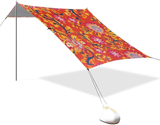 ALAZA Indian Ethnic Floral Beach Tent Sun Shelter Portable Canopy Sunshade for Outdoor Camping Picnics Backyard Fun 10x9 ft