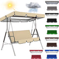 Outdoor Swing Canopy Replacement Cover Waterproof Oxford Cloth Swing Chair Cover Set for 2/3 Seater Swing Ideal for Porch Patio Garden Beige 195x125x15cm