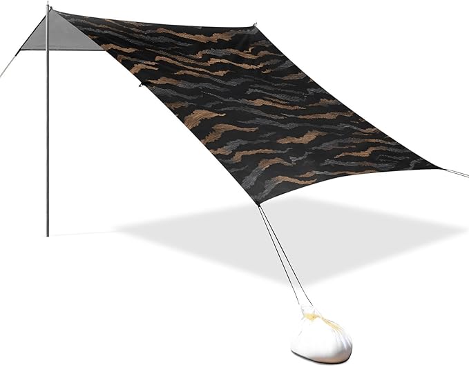 ALAZA Abstract Tiger Prints Beach Tent Sun Shelter UPF50+ Protection Beach Shade Canopy w/ 4 Sandbags for Outdoor Camping Fishing Backyard Fun Picnic 10x9 ft