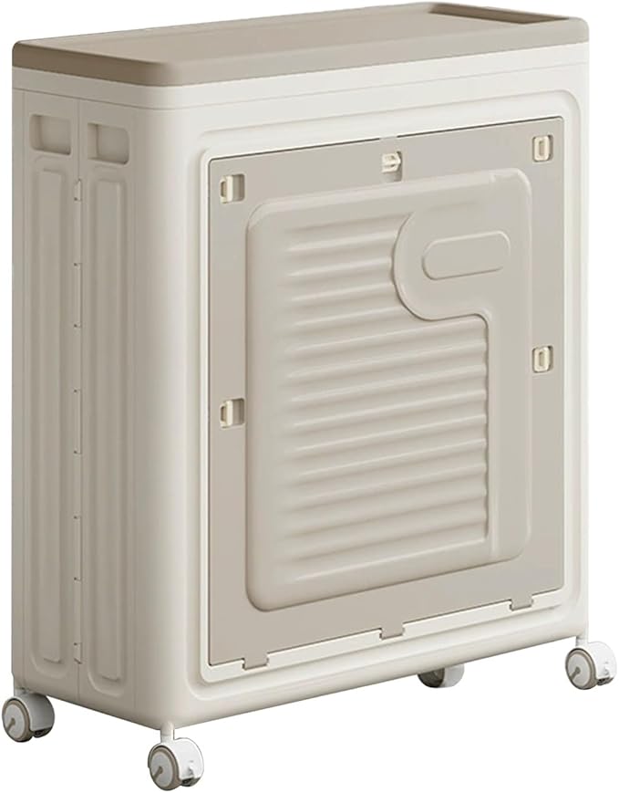 Folding Large Storage Box With Flip Lid And Wheels Home Closet Organiser Plastic Storage Bin Clothes Blanket Storage Cabinet 80/120L ﻿(58x25x68cm)
