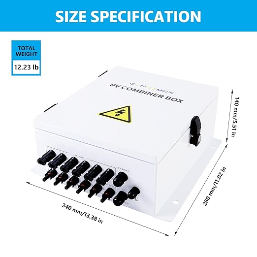 6 String Metal Solar Combiner Box PV Combiner Box with 20A Rated Current Fuse Surge Protective Device &amp 63A Air Circuit Breaker (6 String) (6 String)