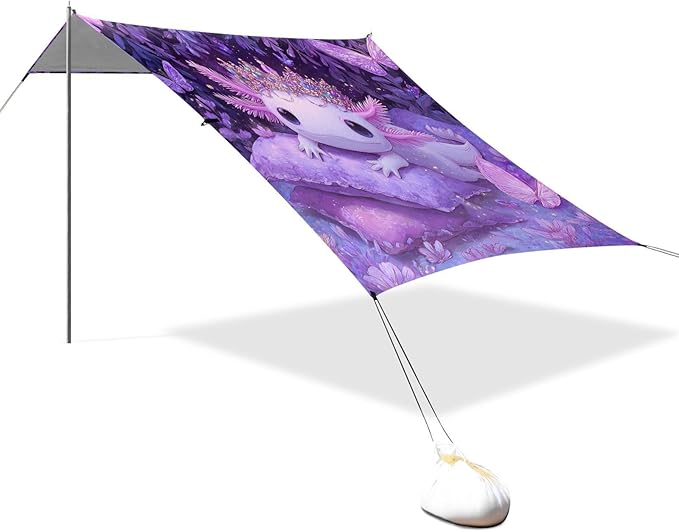 ALAZA Salamander Pillow Crown Pattern Beach Tent Sun Shelter Portable Canopy Sunshade for Outdoor Camping Picnics Backyard Fun 10x9 ft