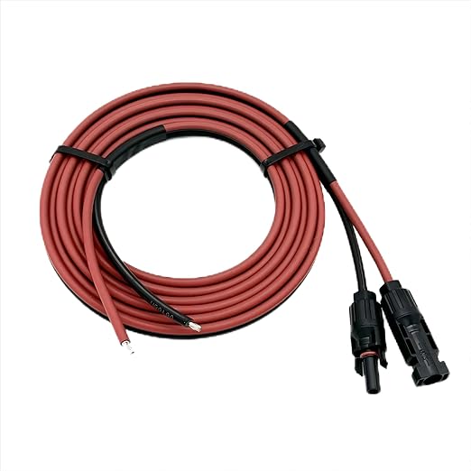 Solar Cable 40 Feet 2x10 AWG Twin Wire Solar Extension Cable Copper Strand with Female and Male Connectors on Single end Solar Panel Wire &amp Adaptor for Home Shop and RV Solar Panels