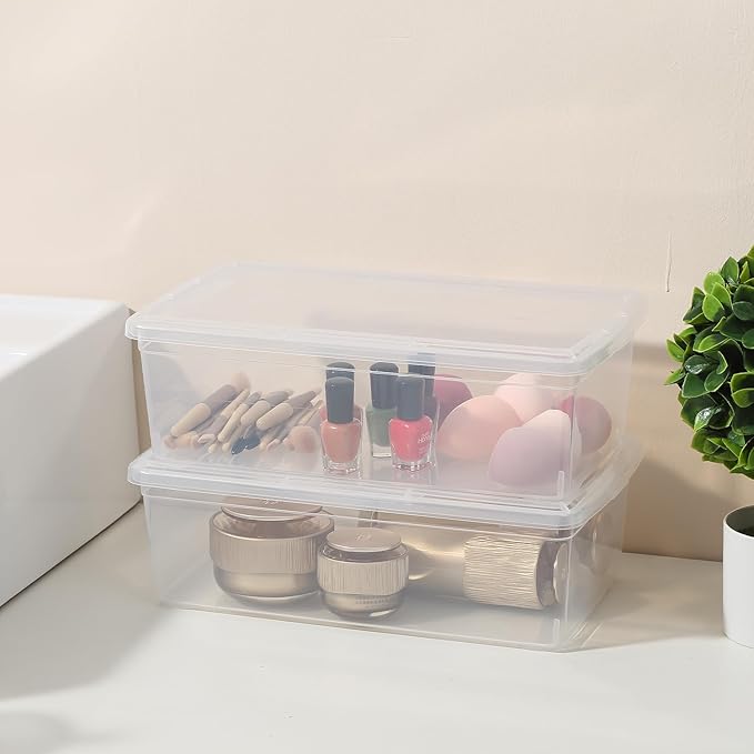 8 Packs 6 Quart Latching Storage BoxShoe Boxes Clear Plastic Stackable Storage Bins With Lids Stackable Storage Containers Plastic Shoe Boxes With Lids (Clear 8 Pack)
