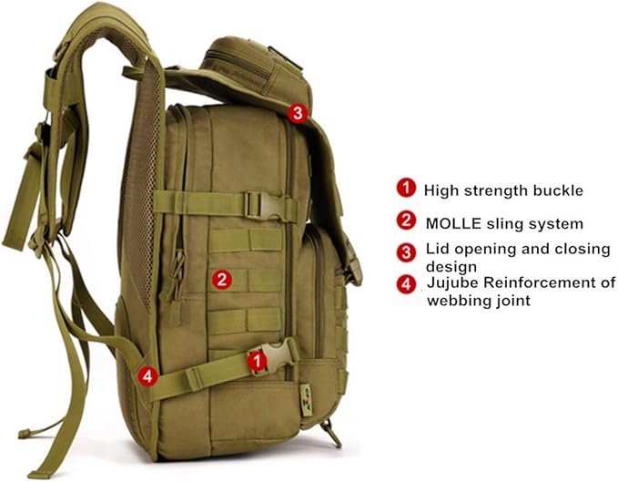 UNISTRENGH 40L Military Tactical Backpack MOLLE Assault Daypack Pack Gear Rucksack Large WR Bag Sport Outdoor for Hunting Camping Trekking CP Camouflage