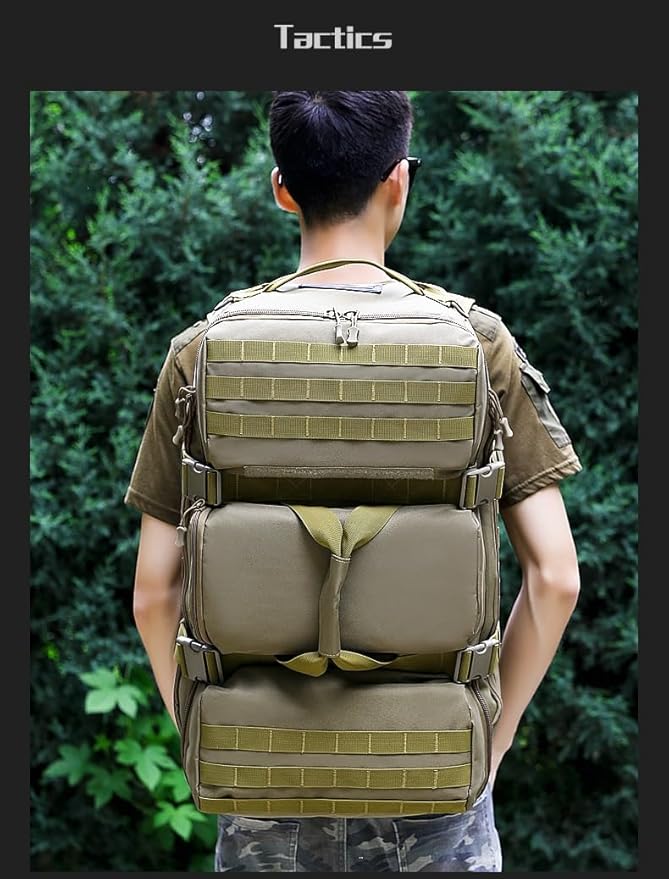 Military Tactical Backpack 60L Extra Large Waterproof Outdoor Hiking Backpack Men's Camping Backpack Hiking Duffel Bag for Hunting Hiking Fishing Climbing Travel Deserts (Color : D)