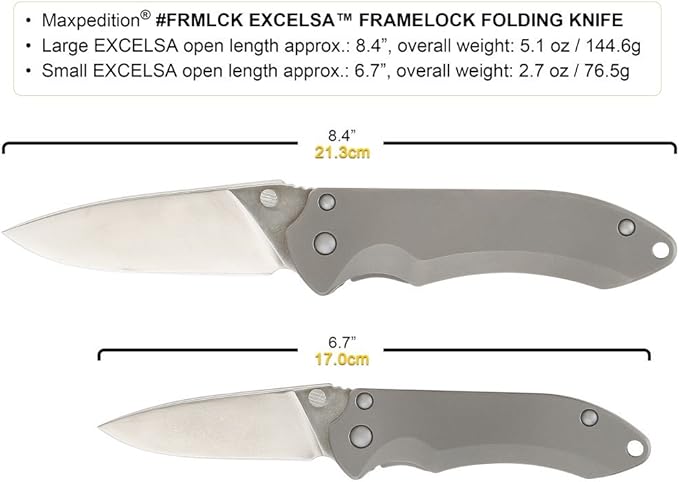 MAXPEDITION EXCELSA Large Framelock Folding Knife (D2 Blade Titanium Handle)