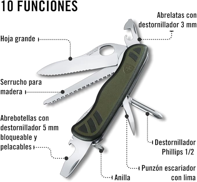 Victorinox Swiss Soldier Knife 08 10 Functions Olive/Black