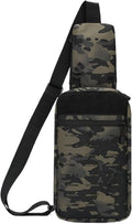 Outdoor Camping Chest Bag for Men Camouflage Backpack Travel Cycling Mountaineering Crossbody Waist Shoulder Sling Tactical Bag(Laser Black CP)