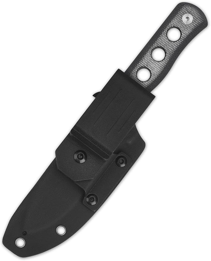QSP Canary Fixed Blade Knife 4.25 DC53 Stonewash Blade Hunting Knives with Kydex Sheath Black Micarta Handle EDC Knife for Camping Outdoor Hiking Survival