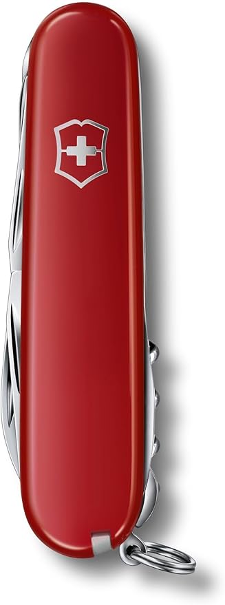 Victorinox Huntsman Swiss Army Knife 15 Functions Swiss Made Pocket Knife with Large Blade Screwdriver Scissors and Wood Saw - Red