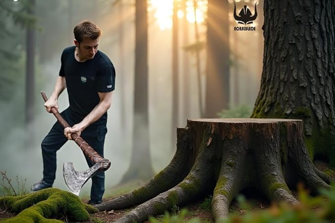 Forest Hunting |42”Two Handed Large Berserker Axe Large Norse AxesScandinavian Style Viking Axe Double Headed ax Real Battle ax Wood Handle self Defense Weapons War Hatchet (Large Norse Axe)