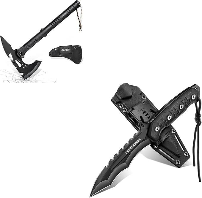 Freelander Survival Knife Bundle with Sharp Outdoor Axe