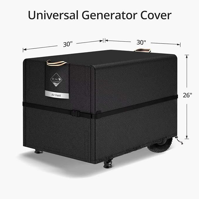 QH.HOME Waterproof Generator Cover 30x30x26 inch 900D Heavy Duty Oxford with Secure Windproof Buckle- for Most Generators 5500-15000 Watt Black