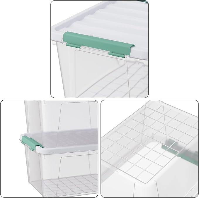 6-Pack 20 Quart Plastic Storage Box with Latch Lid Clear Stackable Storage Container Bins