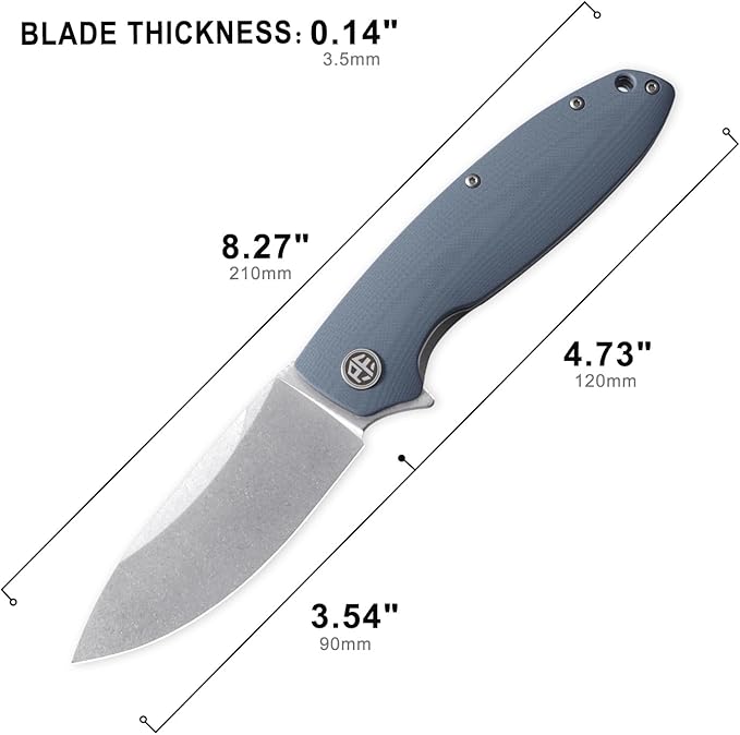 Petrified fish PFB01 Terra3.54 D2 Steel Blade G10 Handle Flipper Liner lock Folding knife (Blue Stonewashed)
