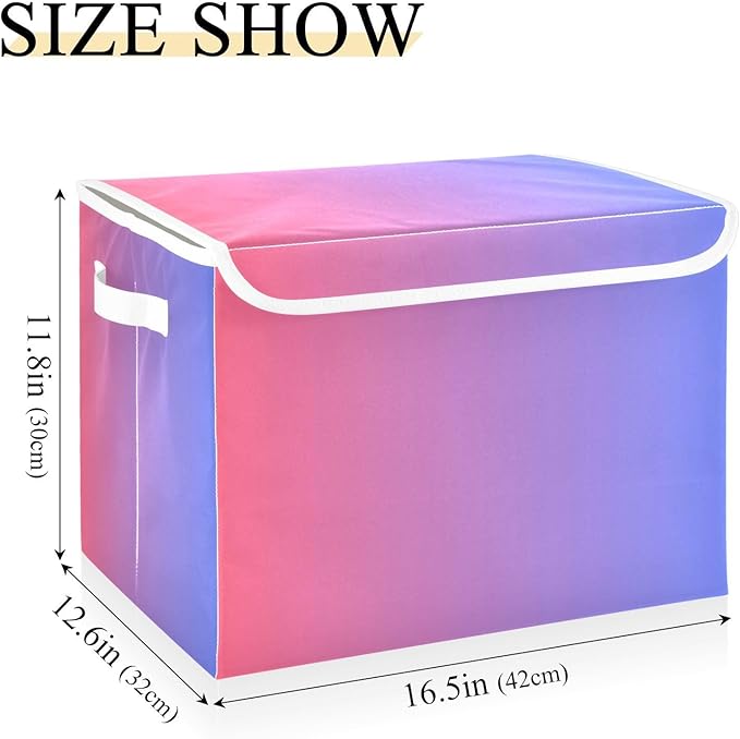 Blue Red Gradient Storage Bin with Lid Collapsible Organizer Storage Large Stackable Storage for Dorm Room Office