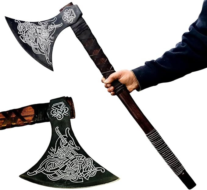 MDM-012 Custom Handmade Viking Axe Real Tomahawk Viking Hatchet Beared Camping Axe 5160 HIGH Carbon Steel Blade Throwing Set Vintage Ax Viking Gift for Him - Viking Gifts for Him