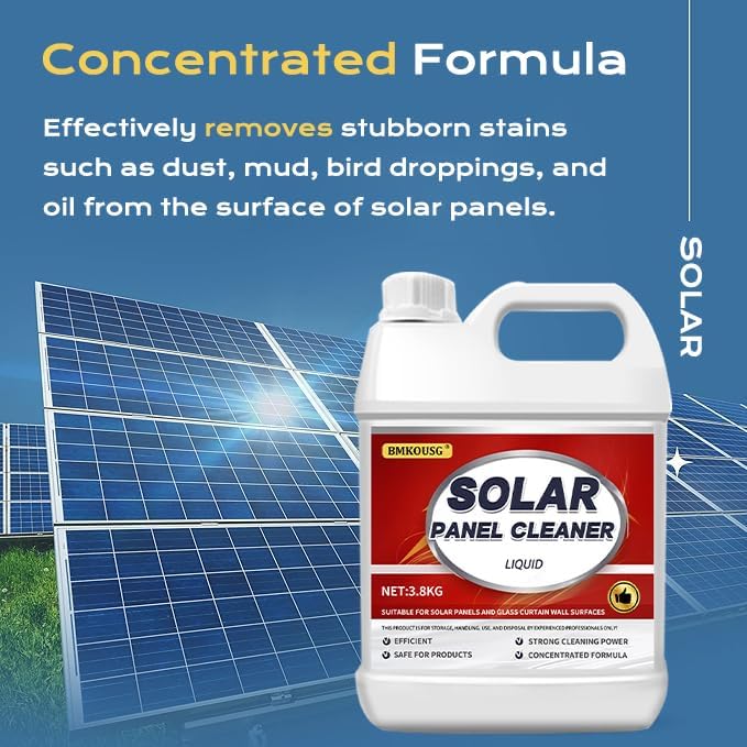 Solar Panel Cleaner Super Industrial Grade Concentrated Solar Panel Cleaning - Fast Dry Remove DirtDustDroppingsOilsFingerprintsWater Spots (3.8 KG)