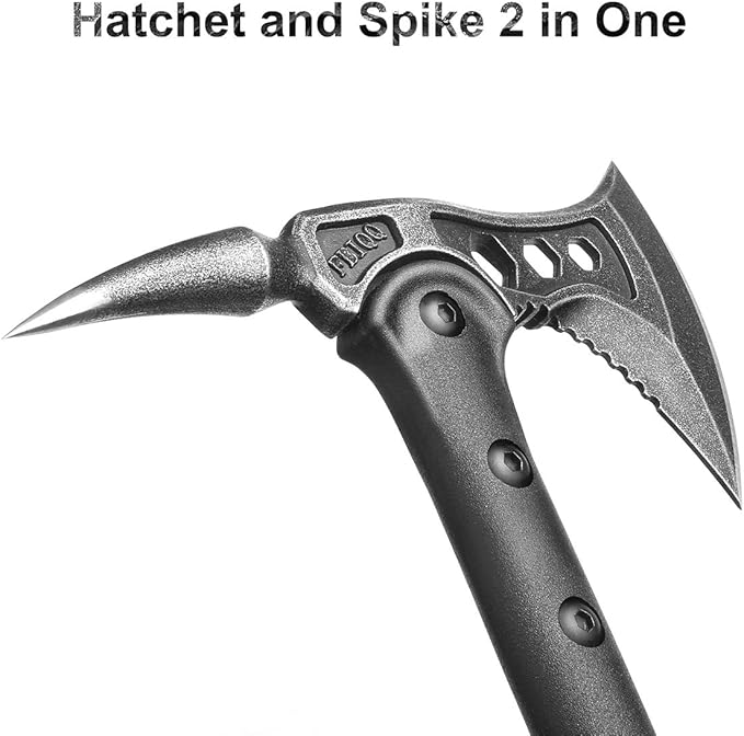 JXE JXO Camping Axe Tomahawk with Spike Survival Hatchet with Sheath Nylon Fiber Handle for Outdoor Survival Hiking Camping （14.5 inch）