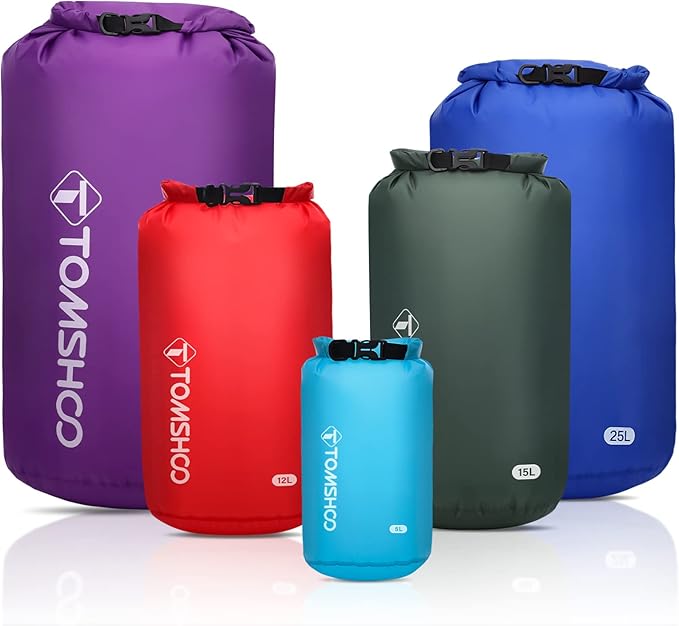 TOMSHOO Dry Bag 3-Pack/5-Pack Lightweight Waterproof Bags Roll Top Sack Set Keeps Gear Dry for Hiking Beach Fishing Kayaking Boating Swimming Camping