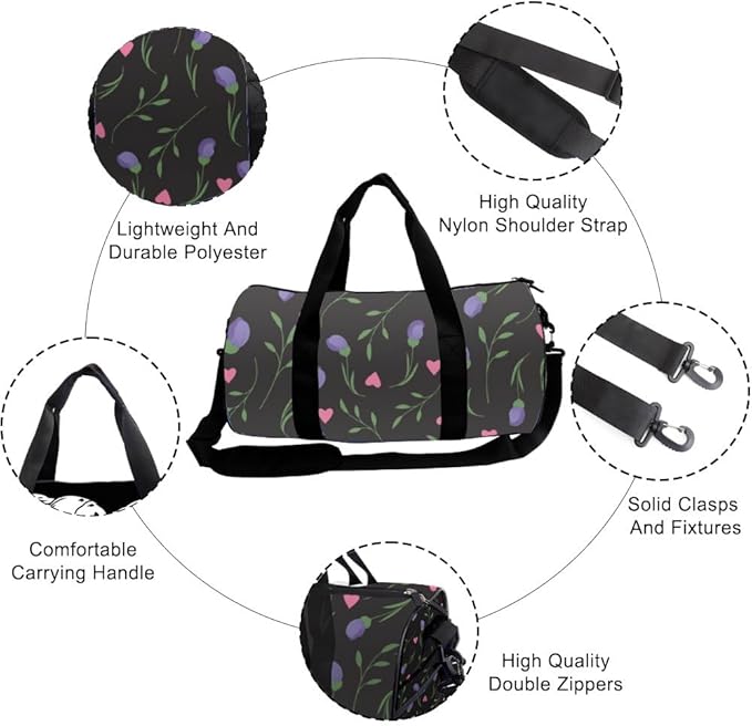 Gentle Love Easy Clean Gym Bag With Shoe Compartment Oxford Tote Bags Adjustable Shoulder Strap Convertible Carry Backpack Cute Weekender Bag For Work Cheer Gym Gear For Women