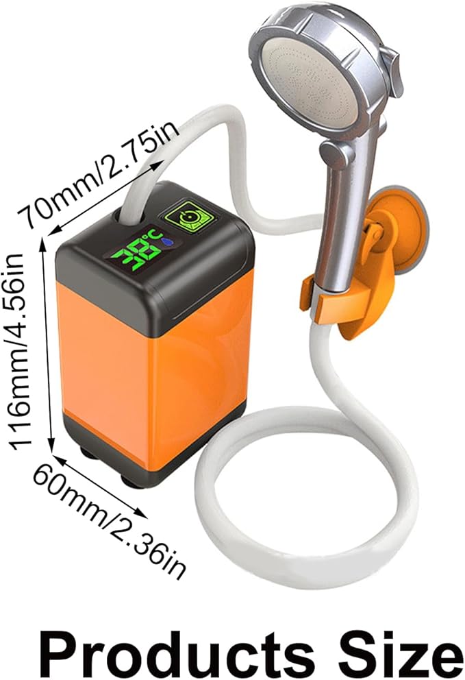 Camping Gear Portable Shower for Camping Outdoor Electric Shower Rechargeable Pumps with Digital Display Camping Shower Head Nozzle