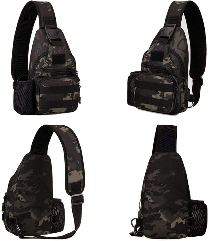 HUNTVP Small Tactical Sling Chest Pack Bag Molle Daypack Backpack Military Crossbody (Type2-Camo)