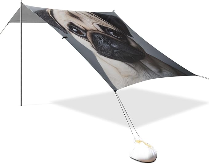 ALAZA Cute Pug Dog Beach Tent Sun Shelter Portable Canopy Sunshade for Outdoor Camping Picnics Backyard Fun 10x9 ft