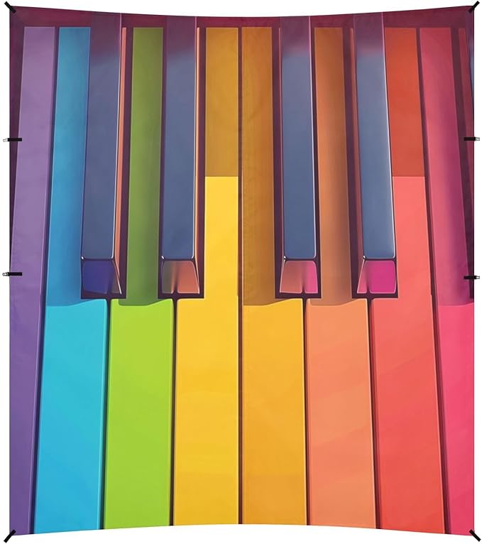ALAZA Piano Keys Rainbow Colors Beach Tent Sun Shelter Portable Canopy Sunshade for Outdoor Camping Picnics Backyard Fun 10x9 ft