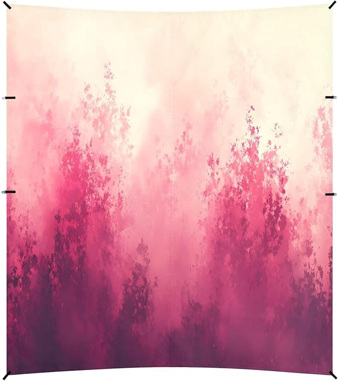 Pink Watercolor Forest Beach Tent Sun Shelter Set UPF50+ UV Protection 10.5 x 9.19 FT Camping Shade Canopy with Sandbags Sand Anchors Carrying Bag and Others