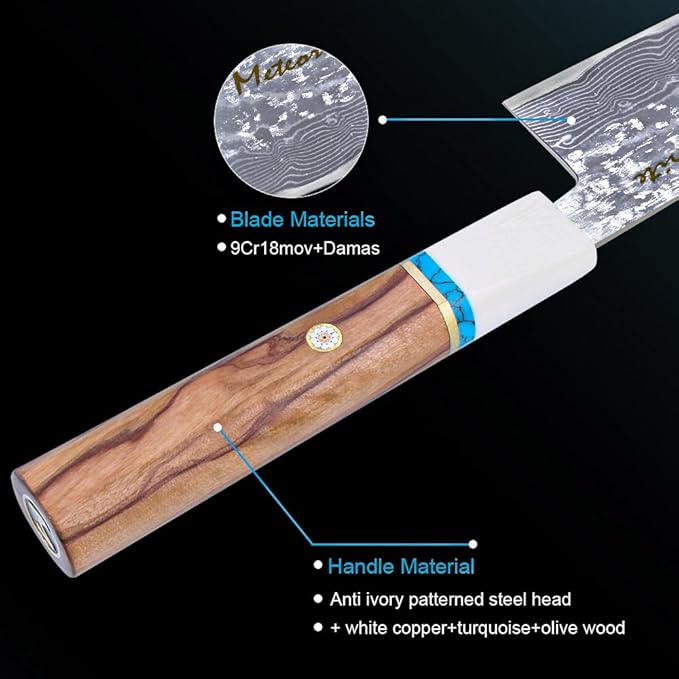 Meteorite Nakiri Japanese Vegetable Knife For Precision Veggie Prep Hand-Hammered Starry Damascus Convex Grind Edge Olive Wood Handle – Gourmet Gift IceRaven 7 Inch