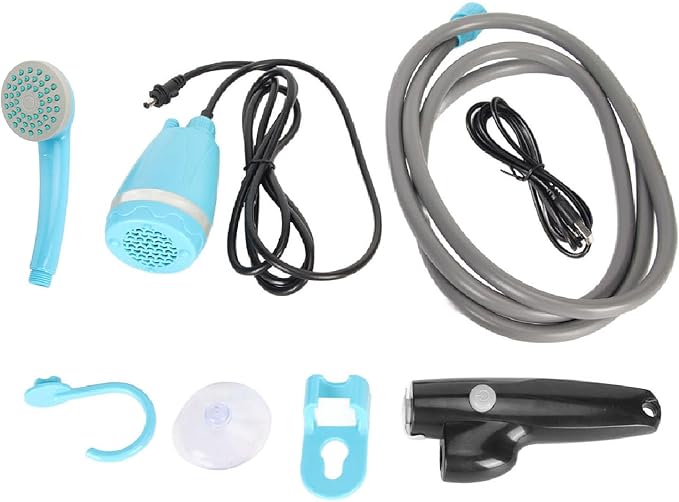 25W Portable Camping Shower Kit USB Charging Compact Handheld Hands Free Rechargeable Outdoor Shower Head Cleaning System 3.7V Pump Convenient Fast