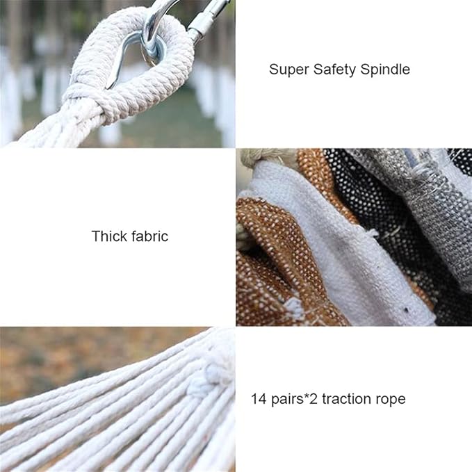 Portable Hammock Portable Outdoor Double Hammock Anti-Rollover Wall Hanging Camping Cotton and Linen Swing for Backpacking Beach