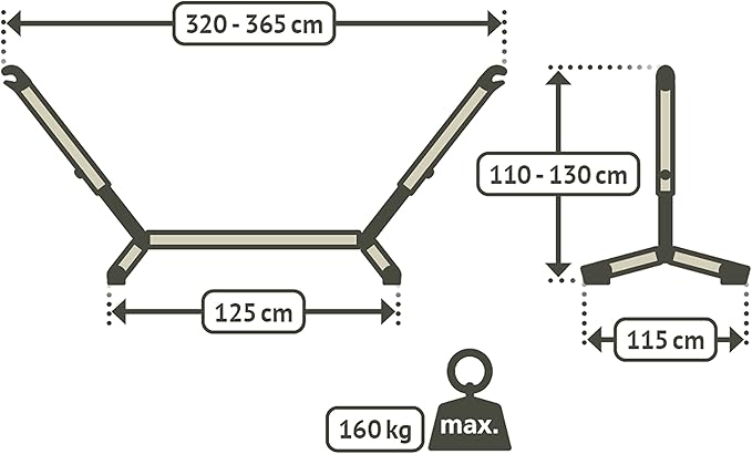 LA Siesta Nautico Cool Grey - Powder Coated Steel Hammock Stand for Double Hammocks