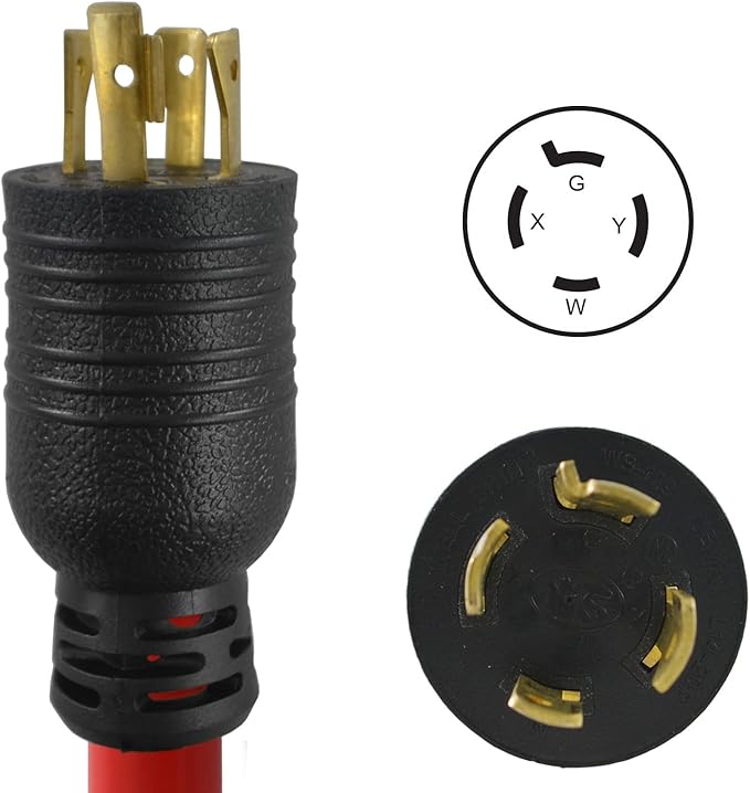 Conntek 1.5-Feet 20-Amp L14-20P 125/250-Volt to (4) 15/20-Amp Female Connector 4 Prong Generator Locking Extension Cord