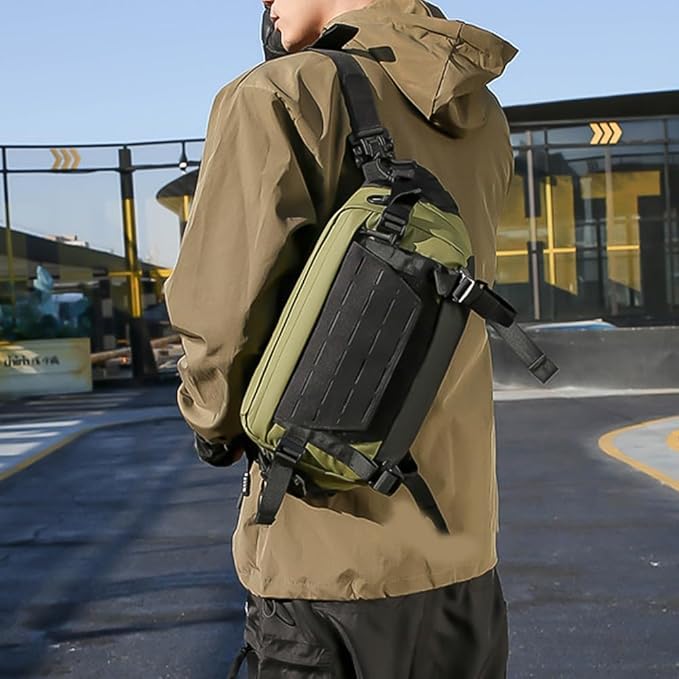 MiOYOOW Tactical Sling Backpack Outdoor Waist Bag Waterproof Crossbody Bag with Concealed Pocket for Hunting Fishing Hiking