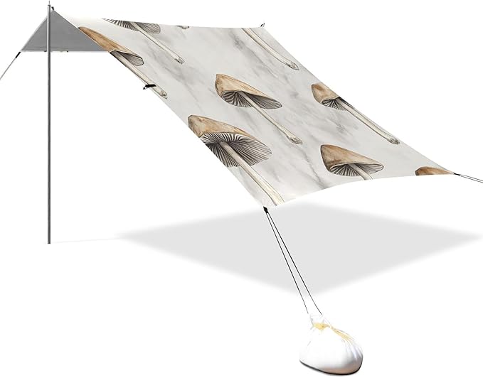 ALAZA Mushroom on Marble Beach Tent Sun Shelter Portable Canopy Sunshade for Outdoor Camping Picnics Backyard Fun 10x9 ft