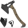 Tactical Axe with G10 Handle Camping Survival Hatchet Multifunctional Hiking Outdoor Heavy Duty Full Tang Tomahawk Tools with Hammer Unique Design Crowbar Leather Sheath (Gray)