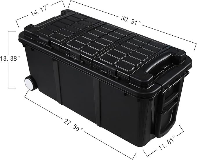 20 gallon Large Storage Bin with Removable Compartment Industrial Container with Wheels 2 Packs