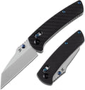 KANSEPT Main Street Pocket Folding Knife 3.36'' 154CM Sharp Steel Blade Twill Carbon Fiber Handle with Axis Lock and ThumbStud Perfect Clip for Camping Hiking Fishing Gift Everyday Carry T1015v4