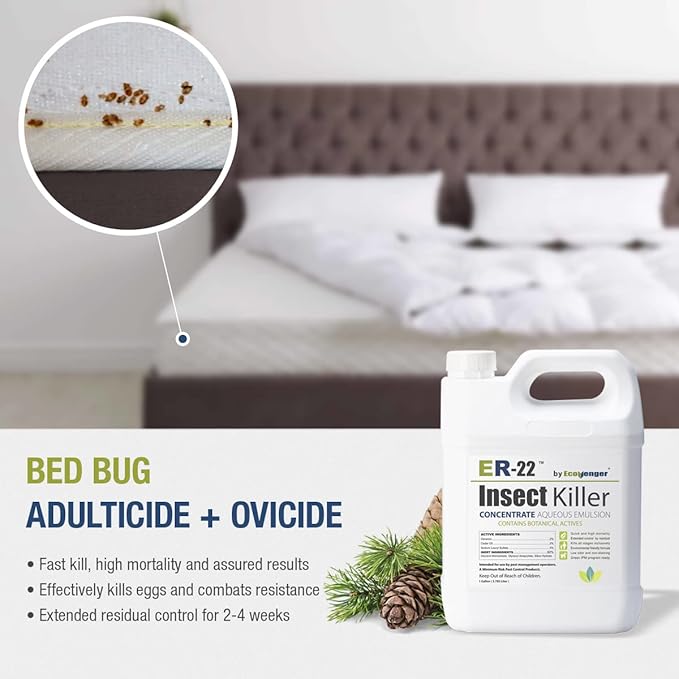 Ecovenger ER-22 by EcoRaider Professional Grade Insect Killer Concentrate 1 GL for Bed Bugs 100% Efficacy Extended Residual Green and Non-Toxic