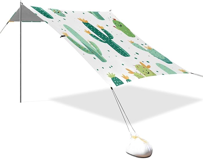ALAZA Cactus Dot Beach Tent Sun Shelter Portable Canopy Sunshade for Outdoor Camping Picnics Backyard Fun 10x9 ft