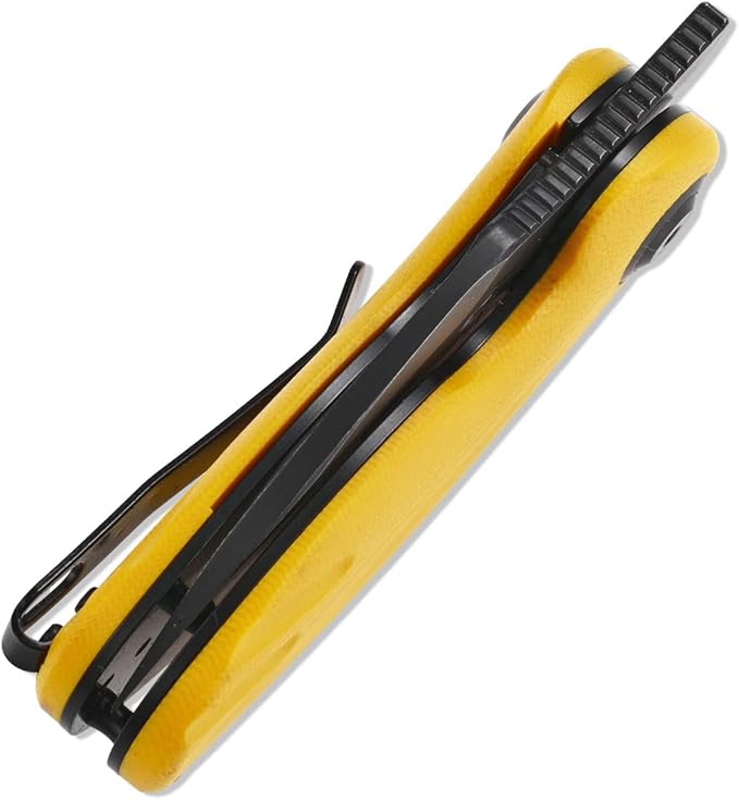 Sitivien ST153 Pocket Folding KnifeSandvik 14C28N Black Stonewashed Blade with G10 HandleChinese Zodiac Series EDC Tool Knifes Utility Knife for Camping Hunting Survival Hiking(Yellow) … …