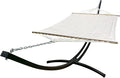 15 Ft. Indoor/Outdoor Heavy Duty Black Steel Arc Hammock Stand w/Premium Quilted Hammock Bed. (Beige)