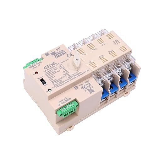 on-Grid Photovolatic Power Automatic Transfer Switch Din Rail 4P 63A AC110V ATS PV Solar System Power Generator Transfer Switch Use (ATS-4P-63A-110VAC-Solar)