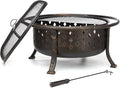 36 Inch Fire Pits for Outside Outdoor Wood Burning Firepit with BBQ Grate Large Heavy Duty Steel Firepit Bowl Bonfire Pit for Patio Backyard Garden Camping