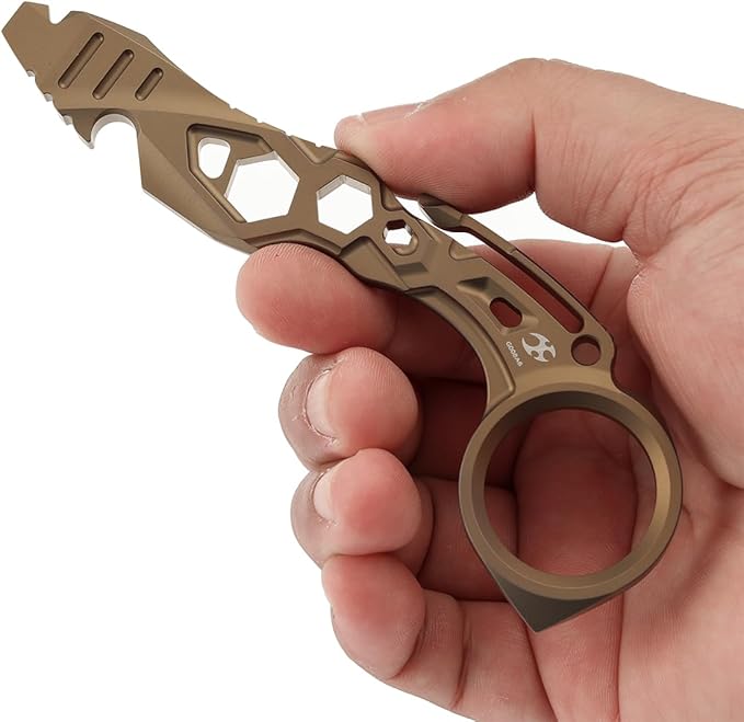 KANSEPT PryMate Bronze Anodized Titanium Pry Bar Multitool with Glass Breaker Bottle Opener Hex Bit Pocket Cilp for Your Versatile Companion for Everyday Carry and Camping Accessories G008A6