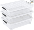 40 Quarts Clear Stackable Underbed Box Shallow Underbed Bins with Wheels Set of 3